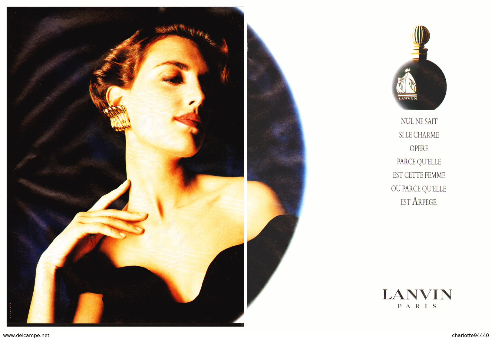 PUB PARFUM   ( ARPEGE ) De " LANVIN " 1989  ( 1 ) - Non Classés