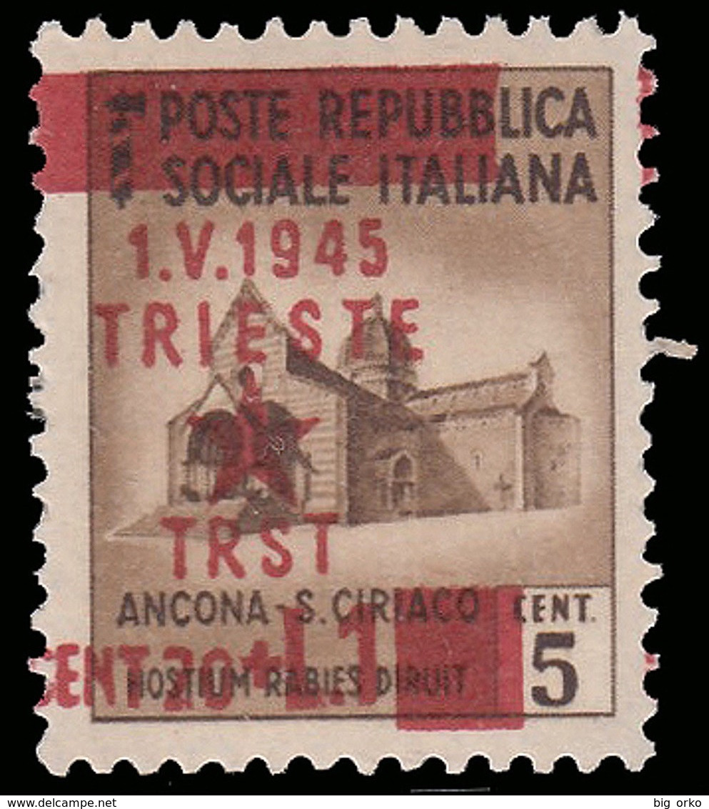 Occupazione Jugoslava: TRIESTE - Monumenti Distrutti 20 C. + Lire 1 Su 5 C. Bruno VARIETA' - 1945 - Yugoslavian Occ.: Trieste