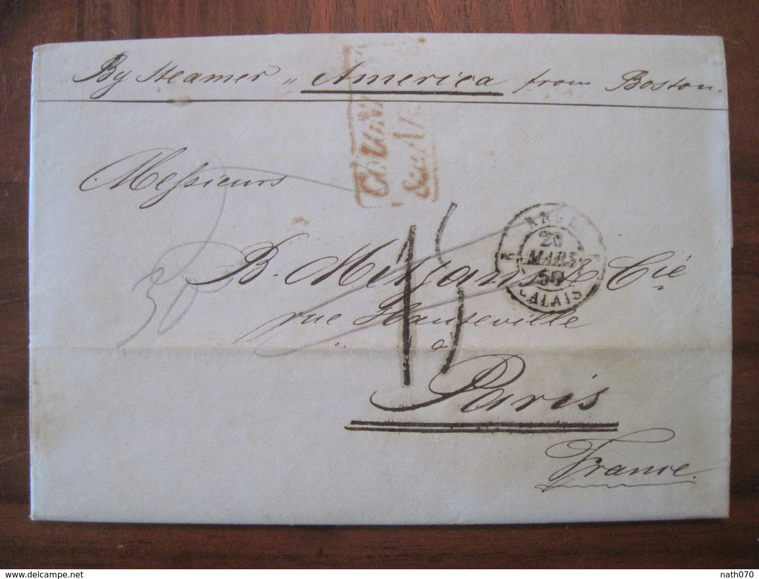 1850 Steamer America Boston New York Usa France US Vorphila Marcophilie - …-1845 Prefilatelia