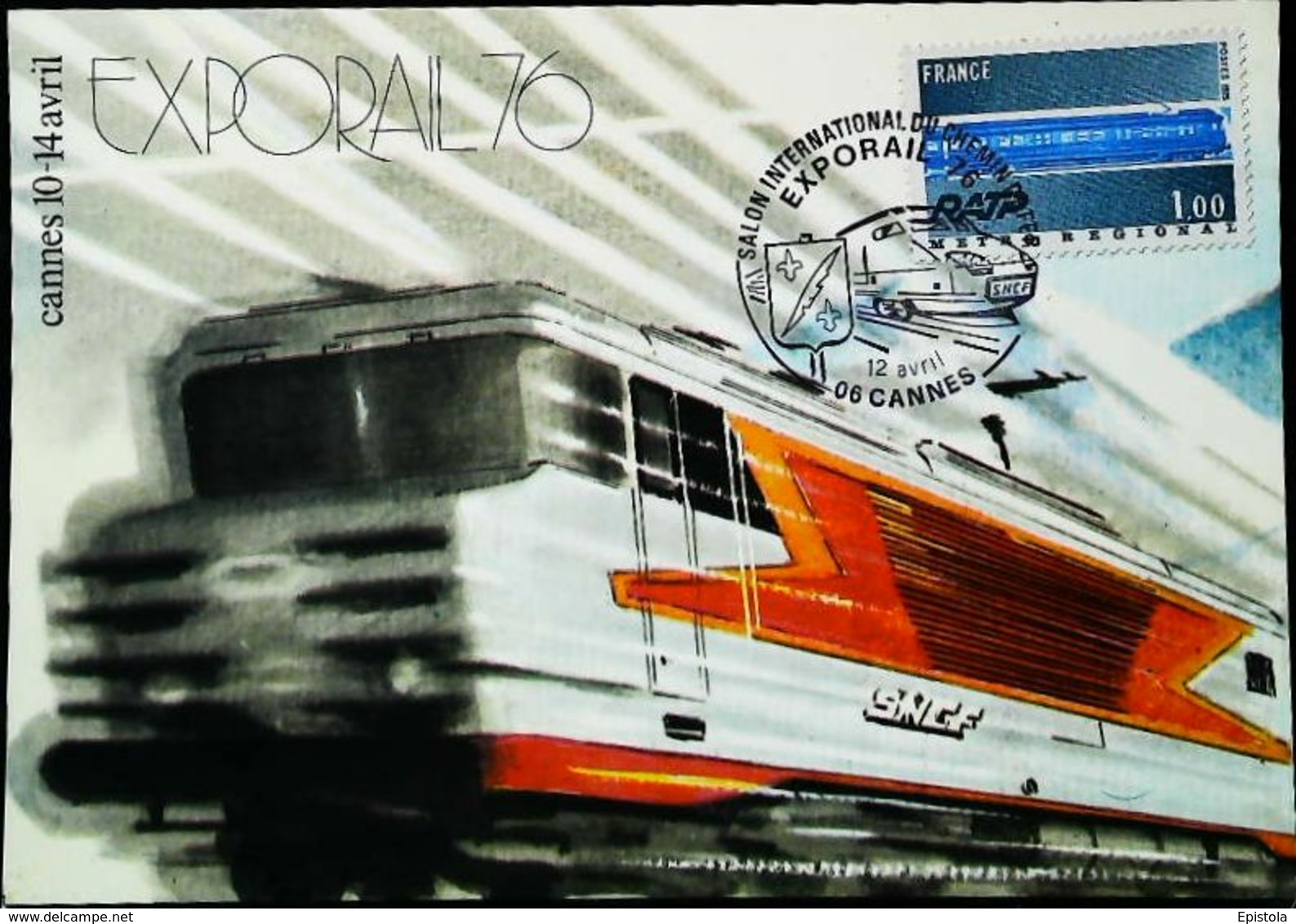 TRAIN SNCF  -  EXPORAIL - Carte Maximum Card  1976  (06-Cannes) - 1970-1979