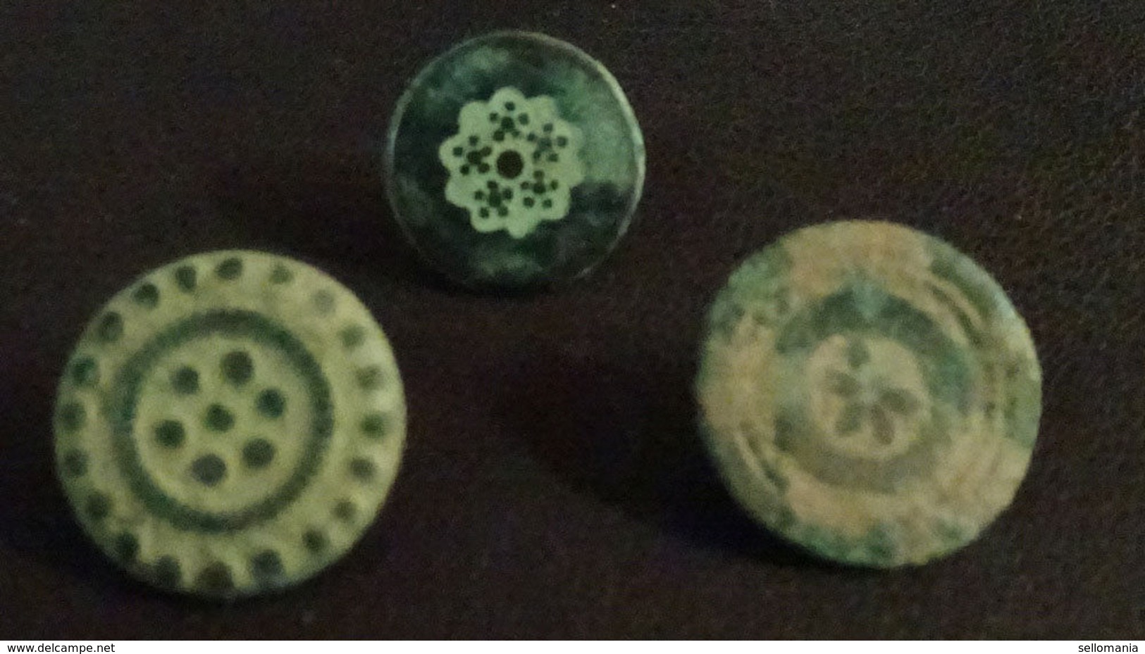 3 SMALL ANTIQUE BUTTON CENTURY XVIII OLD BOUTON BUTTON BOTON SEE MY SHOP CCB16 - Boutons