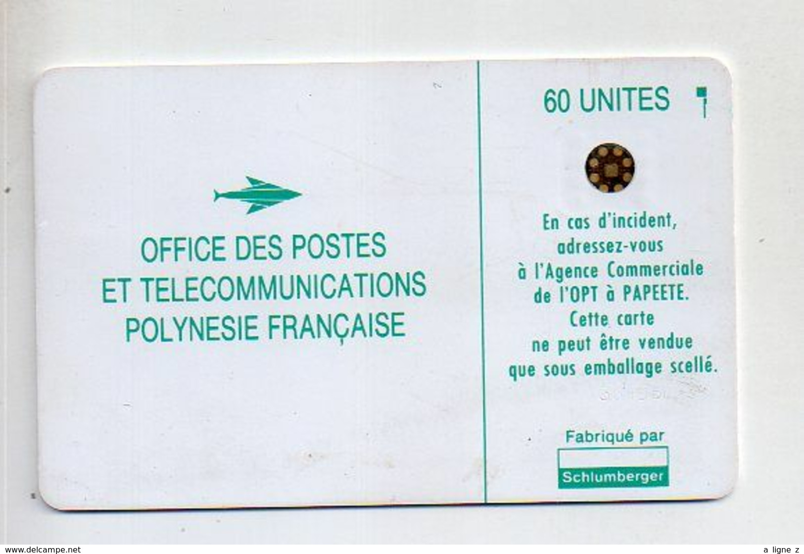 Télécarte 60 Unités Polynésie Française Office Des Postes Vahinée - Polynésie Française