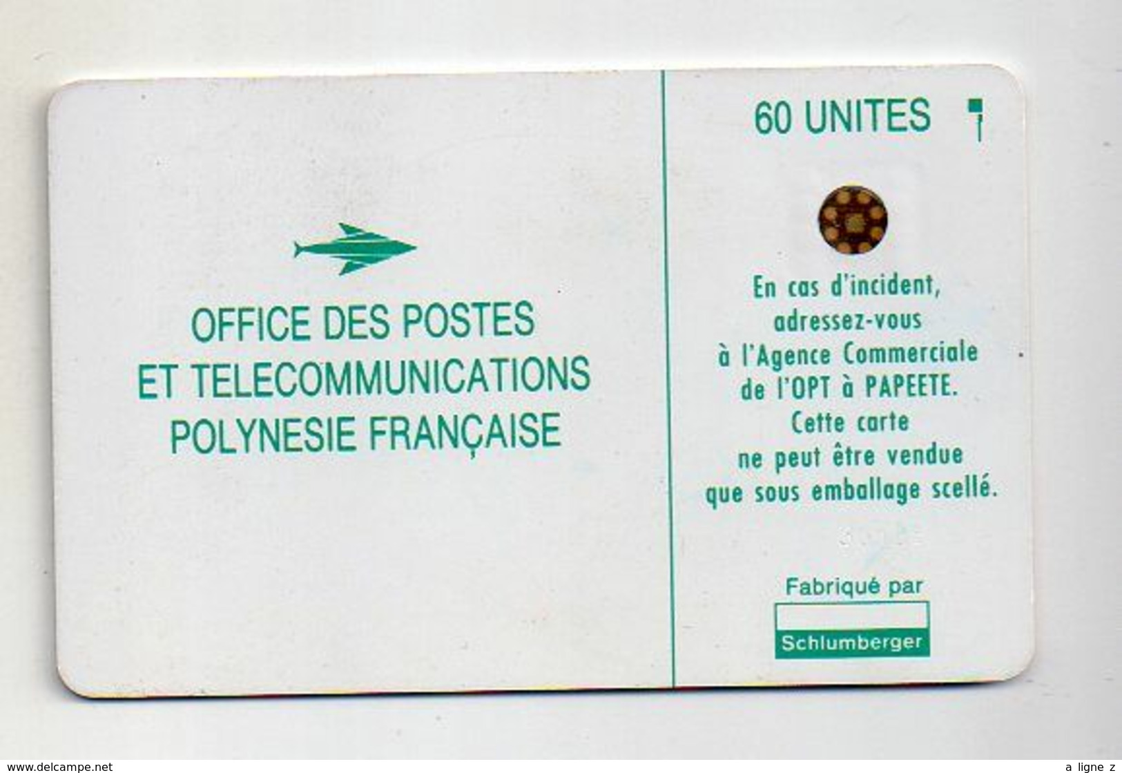 Télécarte 60 Unités Polynésie Française Office Des Postes Vahinée - Polynésie Française