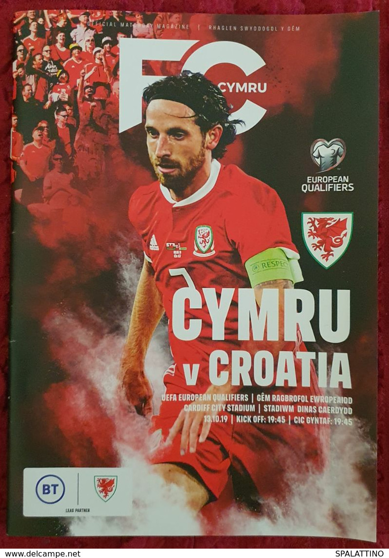 WALES- CROATIA, UEFA EUROPEAN QUALIFIERS 13.10. 2019. OFFICIAL MATCHDAY MAGAZINE - Bekleidung, Souvenirs Und Sonstige