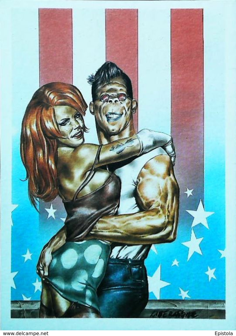 Carte Postale RANX Ranxerox - Gaetano LIBERATORE - Tirage Limité 1985 - PIN-UP  (Théme USA American Flag US)m - Ranxerox