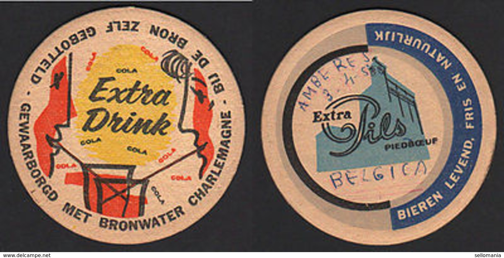 OLD COASTER YEARS 1950-60 EXTRA DRINK COLA BELGIUM  POSAVASOS CC006 - Coasters