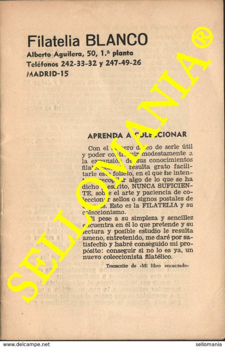 APRENDA A COLECCIONAR FOLLETO EXPLICATIVO DE FILATELIA BLANCO AÑO 1975  TC22775 - Autres & Non Classés