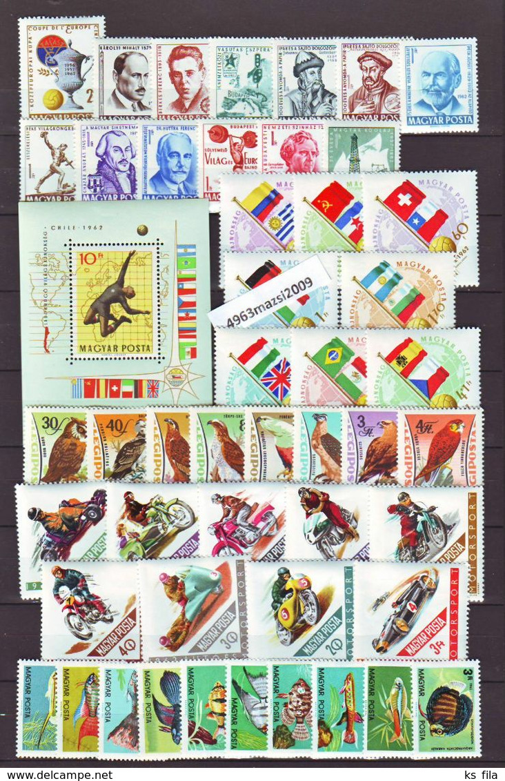 HUNGARY 1962 Full Year 8 Stamps + 3 S/s - Full Years