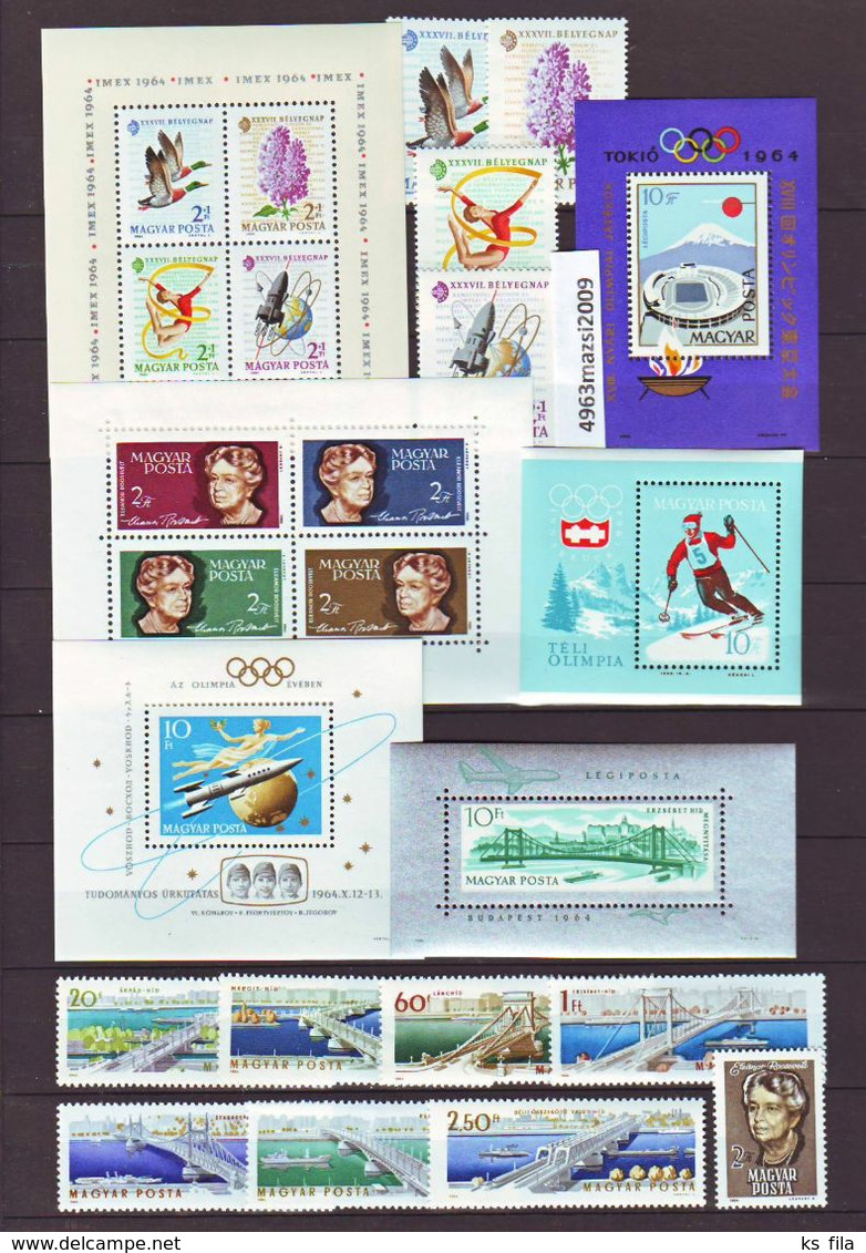 HUNGARY 1964 Full Year 86 Stamps + 6 S/s - Volledig Jaar