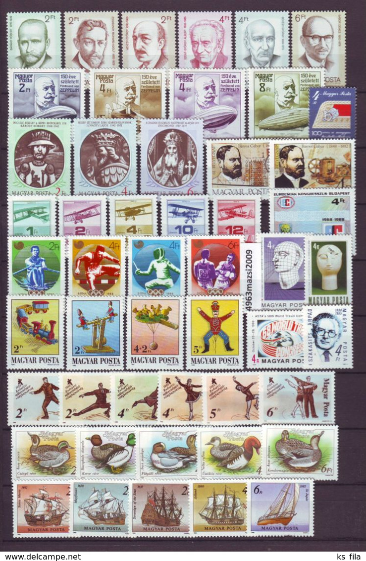 HUNGARY 1988 Full Year 58 Stamps + 7 S/s - MNH - Full Years