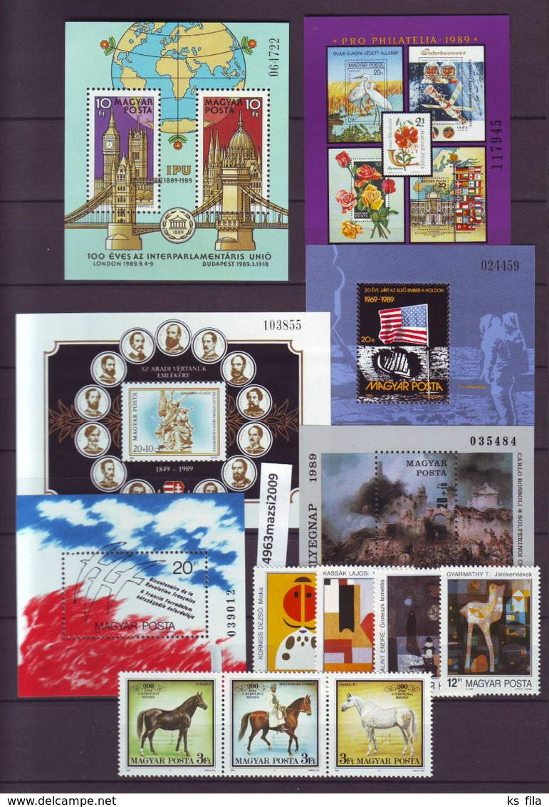 HUNGARY 1989 Full Year 52 Stamps + 6 S/s - Full Years