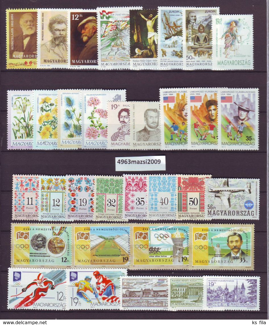 HUNGARY 1994 Full Year 47 Stamps + 3 S/s - Annate Complete