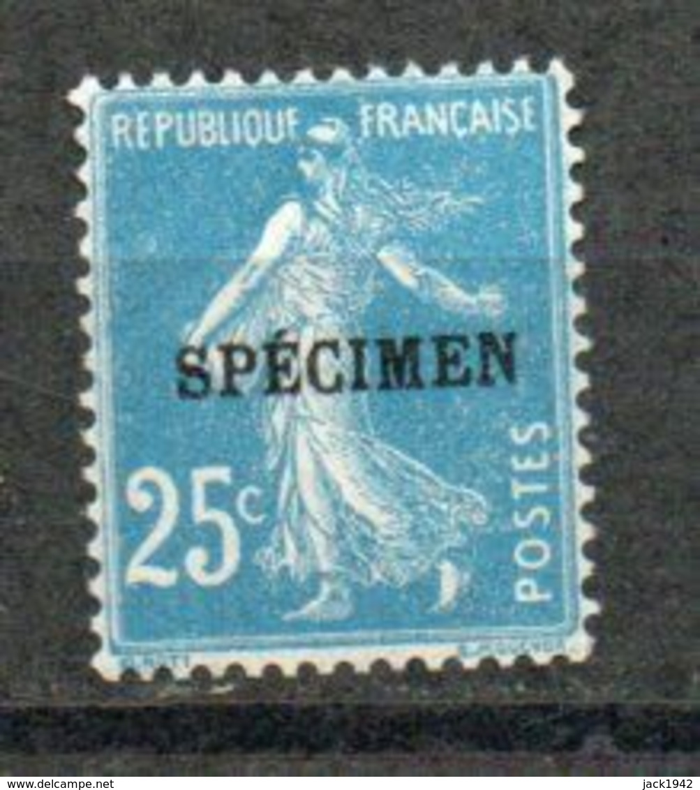 N° 140-CI 4 - Surcharge SPECIMEN Sur Type Semeuse Camée 25c Bleu Type IIB - Instructional Courses