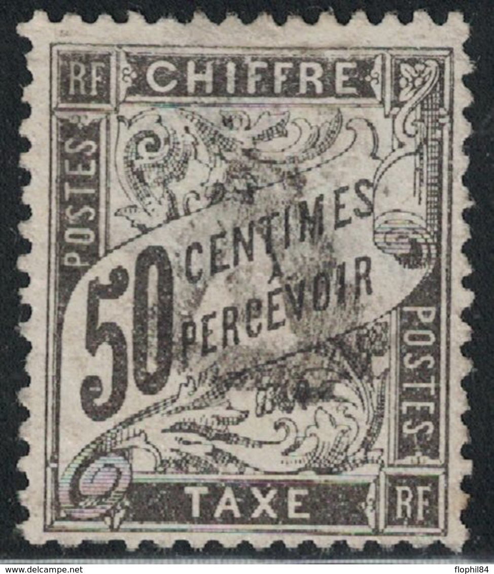 TAXE - N° 20 - 50c BANDEROLLE NOIR OBLITERE TRIANGLE - COTE 240€ - AMINCI DEFECTUEUX - 1859-1959 Used