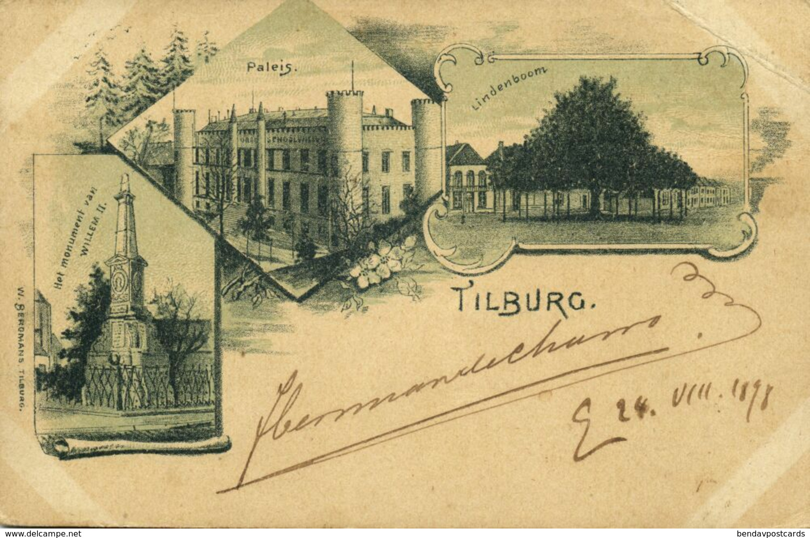 Nederland, TILBURG, Lindenboom, Paleis, Monument (1898) Ansichtkaart - Tilburg