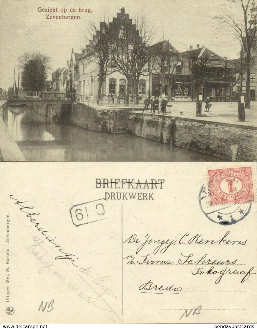Nederland, ZEVENBERGEN, Gezicht Op De Brug (1917) Ansichtkaart - Zevenbergen