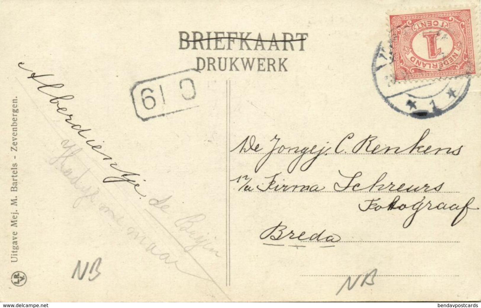 Nederland, ZEVENBERGEN, Gezicht Op De Brug (1917) Ansichtkaart - Zevenbergen