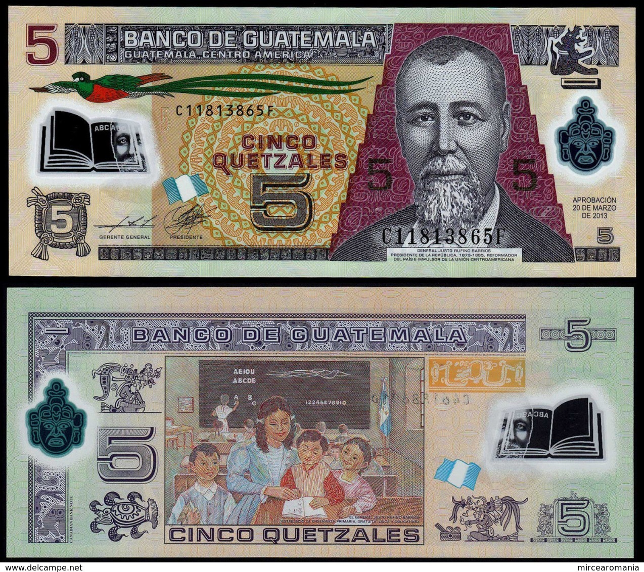 GUATEMALA - 5 QUETZALES - 2013 - UNC - POLYMER - Guatemala