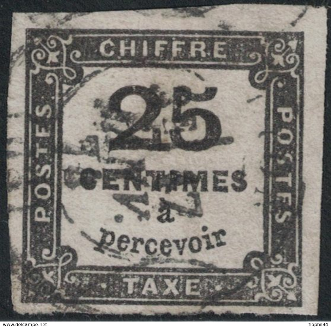 TAXE - N°5 - 25c NOIR - OBLITERATION - CACHET A DATE - COTE 65€ . - 1859-1959 Afgestempeld