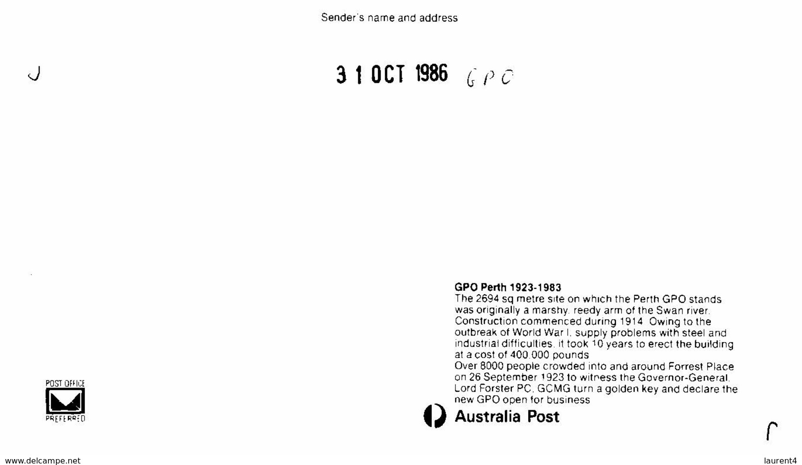 (M 4) Australia - 2 Post Office Related Cover Many Postmark - 1986 - Autres & Non Classés