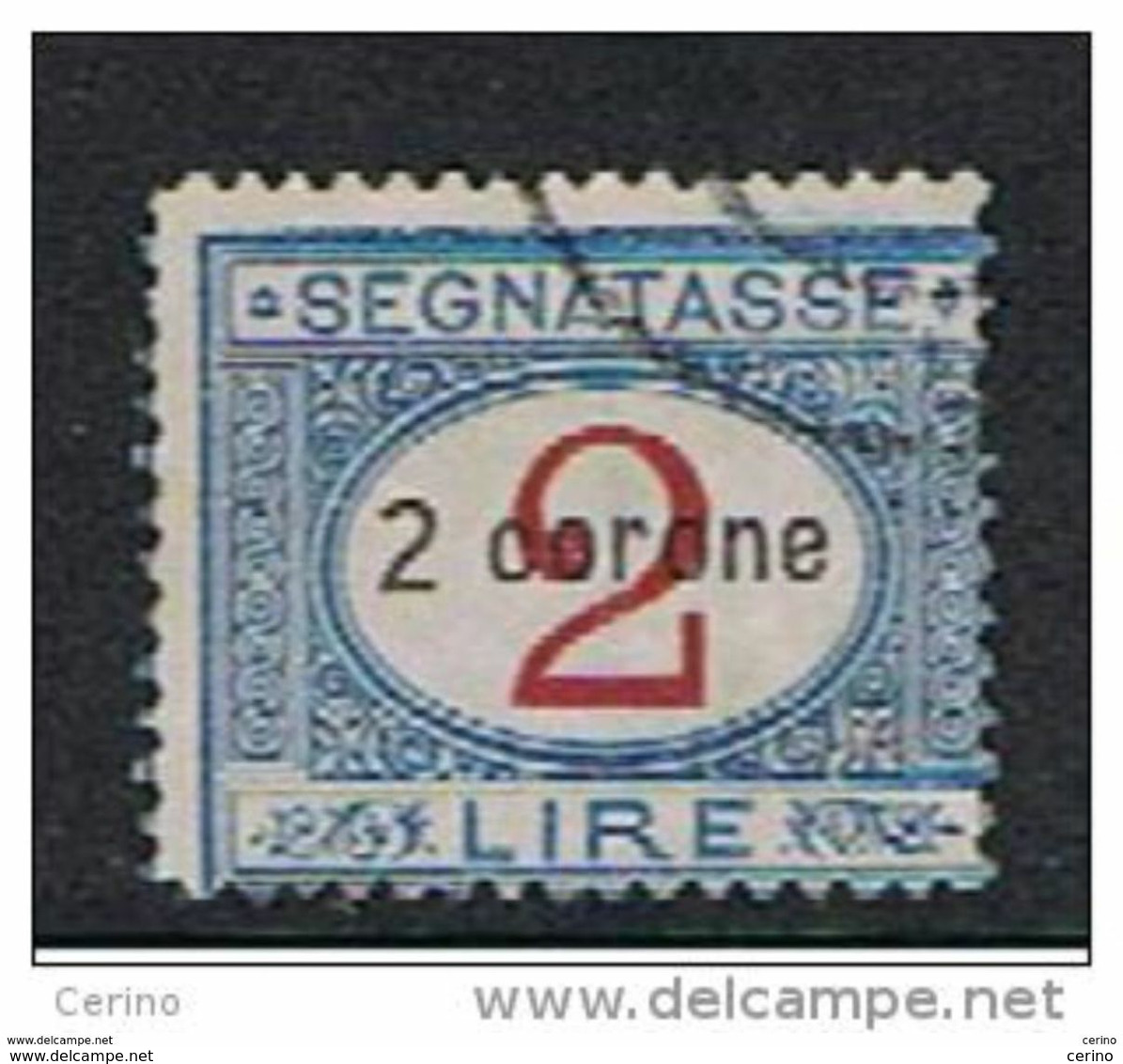 DALMAZIA:  1922  TASSE  SOPRASTAMPATO  -  2 C./£.2  AZZURRO  E  CARMINIO  US. -  SASS. 3 - Dalmatia