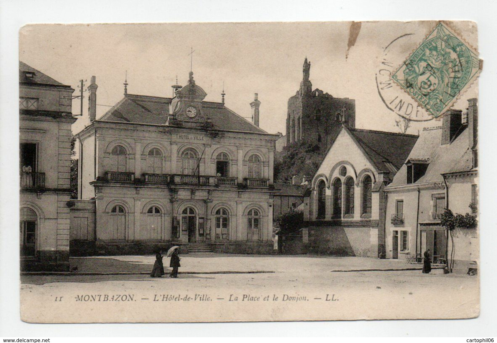 - CPA MONTBAZON (37) - L'Hôtel-de-Ville 1905 - La Place Et Le Donjon - Editions Lévy N° 11 - - Montbazon