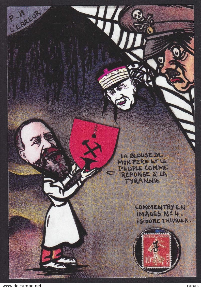 CPM Commentry Tirage Limité Signé En 30 Ex. Numérotés Satirique Isidore Thivrier Pétain Hitler Araignée - Commentry