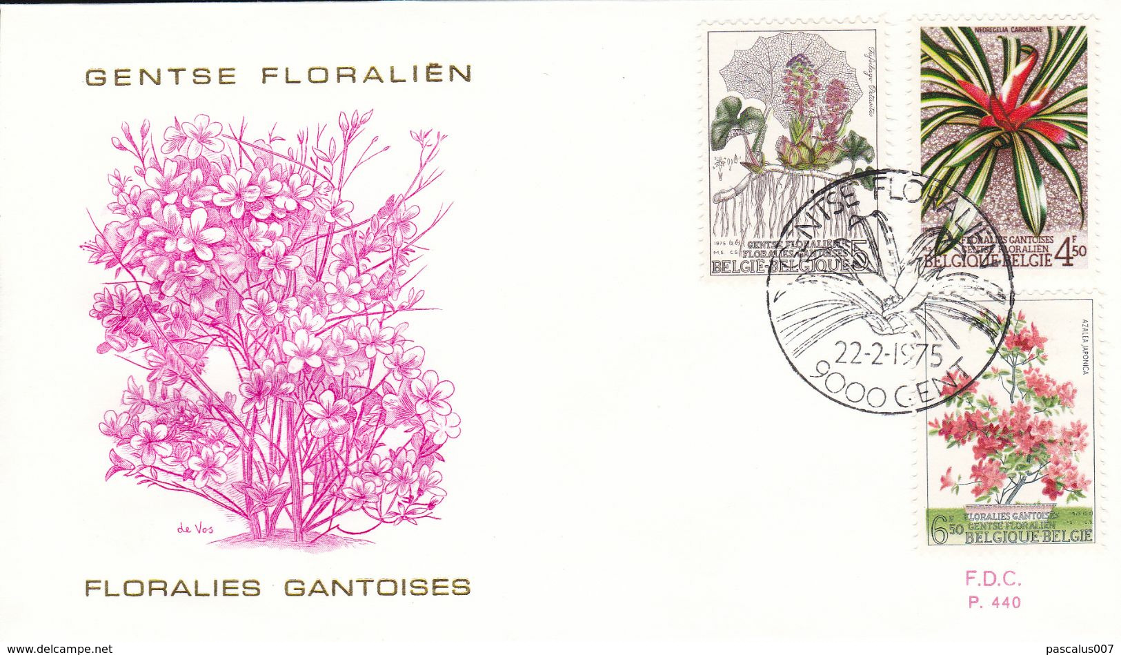B01-187 1749 1750 1751 FDC P440 Floralie Floriade Floralies Gantoises V 22-2-1975 9000 Gent €4 - Ohne Zuordnung