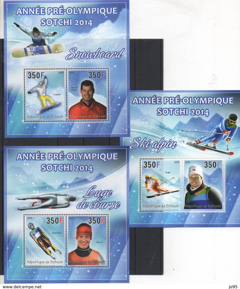 DJIBOUTI OLYMPIC 3 BLOCS 2 Valeurs RARE - Winter 2014: Sochi