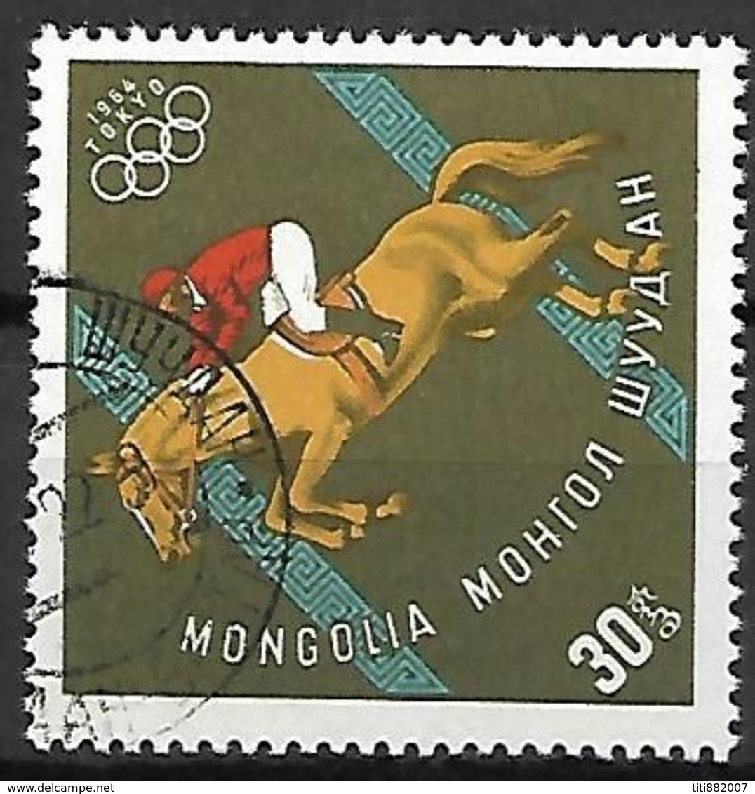 MONGOLIE   -   Jumping  /  Hippisme .   Oblitéré.  Tokyo 1964. - Jumping