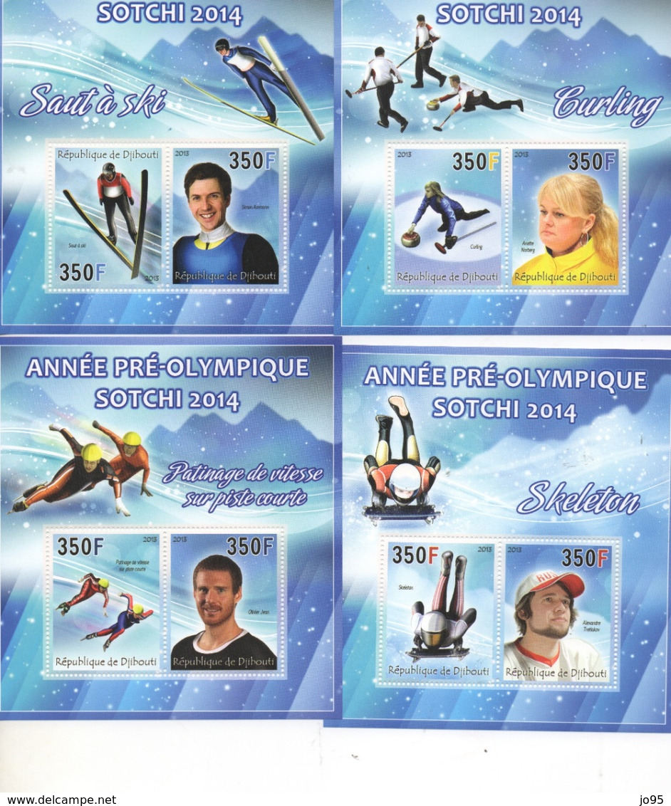 DJIBOUTI 2014 OLYMPIC 4 BLOCS 2 Valeurs RARE - Winter 2014: Sochi