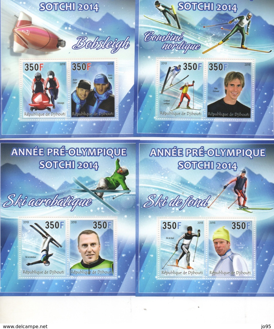 DJIBOUTI 2014 OLYMPIC 4 BLOCS 2 Valeurs RARE - Winter 2014: Sotschi