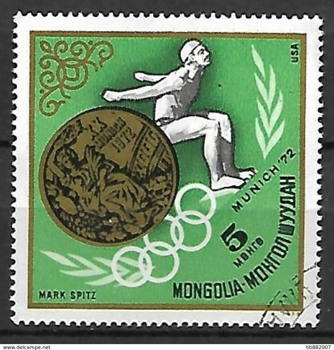MONGOLIE   -      Plongeon ,  Oblitéré  -  Mark Spitz .  JO De Munich 1972 - Plongeon