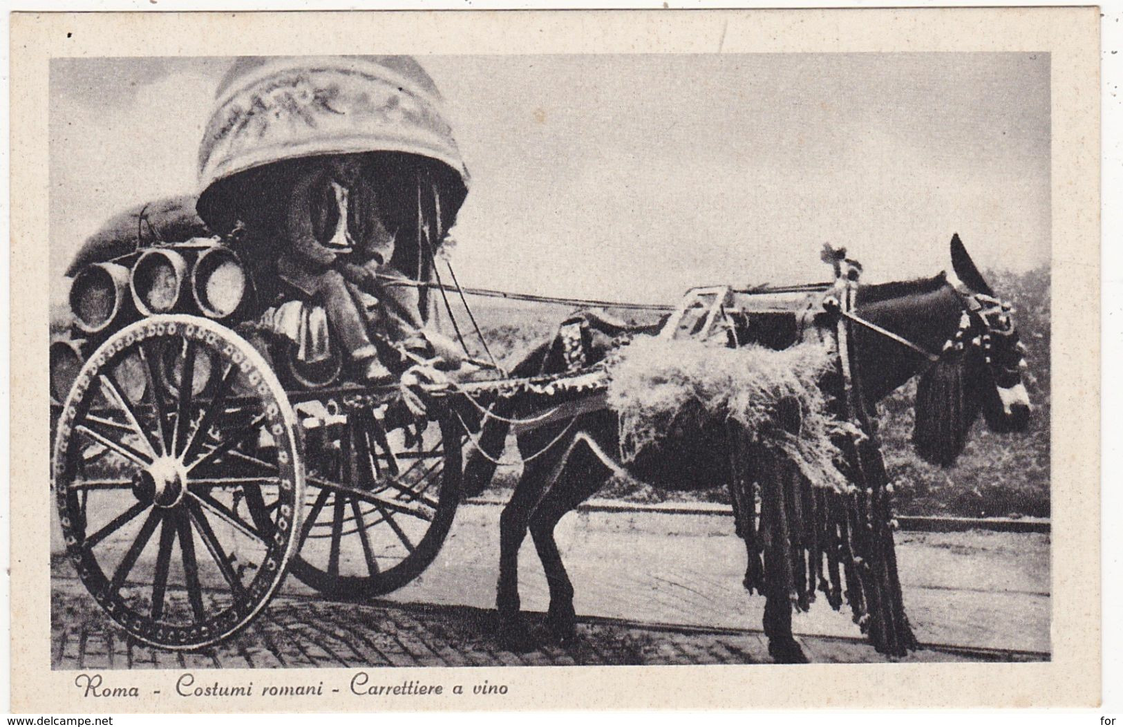 Italie : Lazio : ROMA - ROME : Costumi Romani - Carrettiere A Vino : Attelage Transport De Vin - Métier - - Trasporti