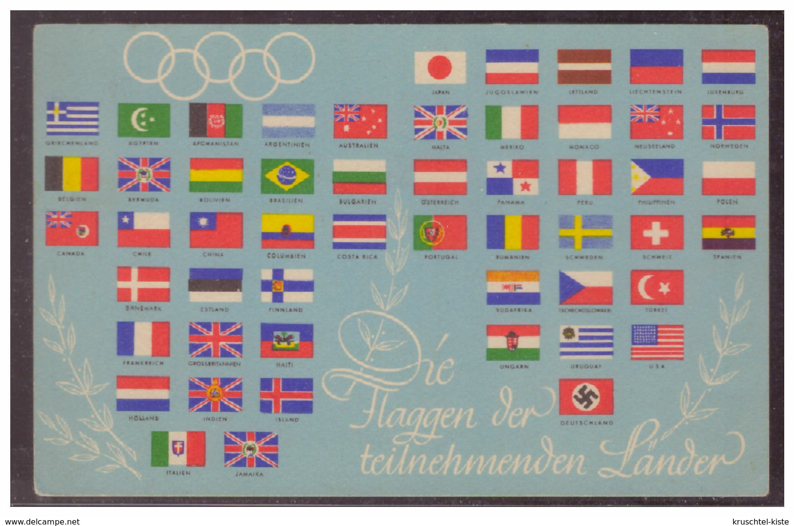 Dt- Reich (006582) Propagandakarte, Olympiade 1936 Berlin, Die Flaggen Der Teilnehmenden Länder, Ungebraucht - Briefe U. Dokumente