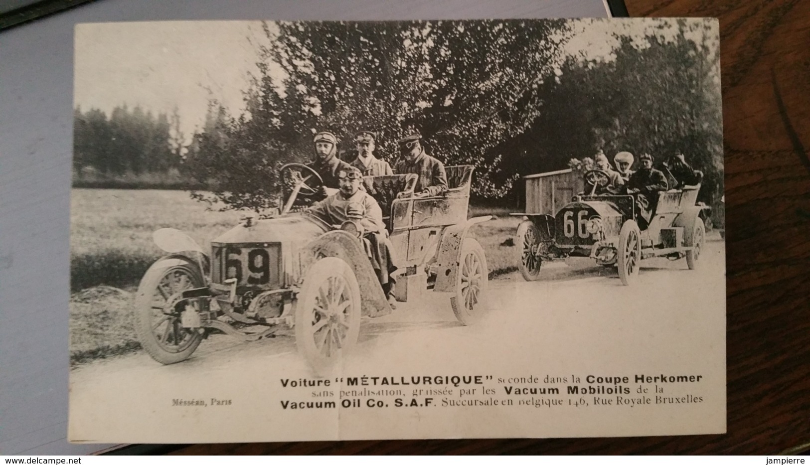 Voiture Métallurgique, Seconde Dans La Coupe Herkomer - Vacuum Mobiloils - Succursale, 146 Rue Royale, Bruxelles - Turismo