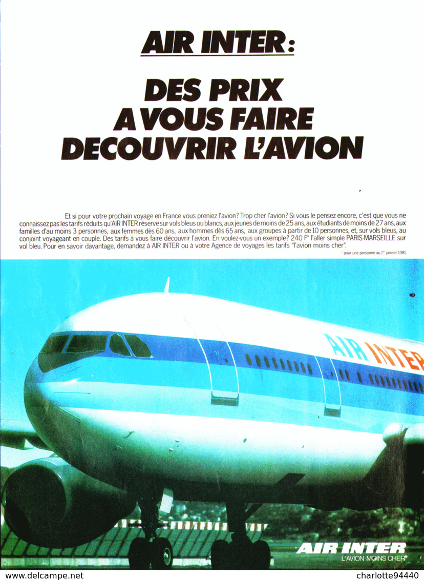 PUB " AIR INTER "   1980 ( 2 ) - Advertisements