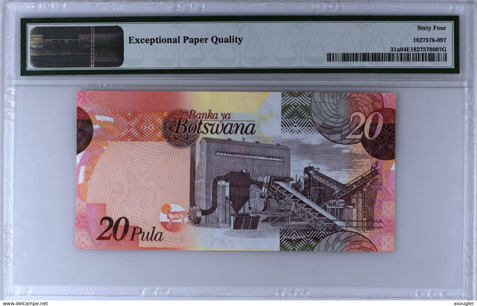 Botswana 20 PULA 2009 PMG-64 EPG UNC P-31a "free Shipping Via Registered Air Mail" - Botswana