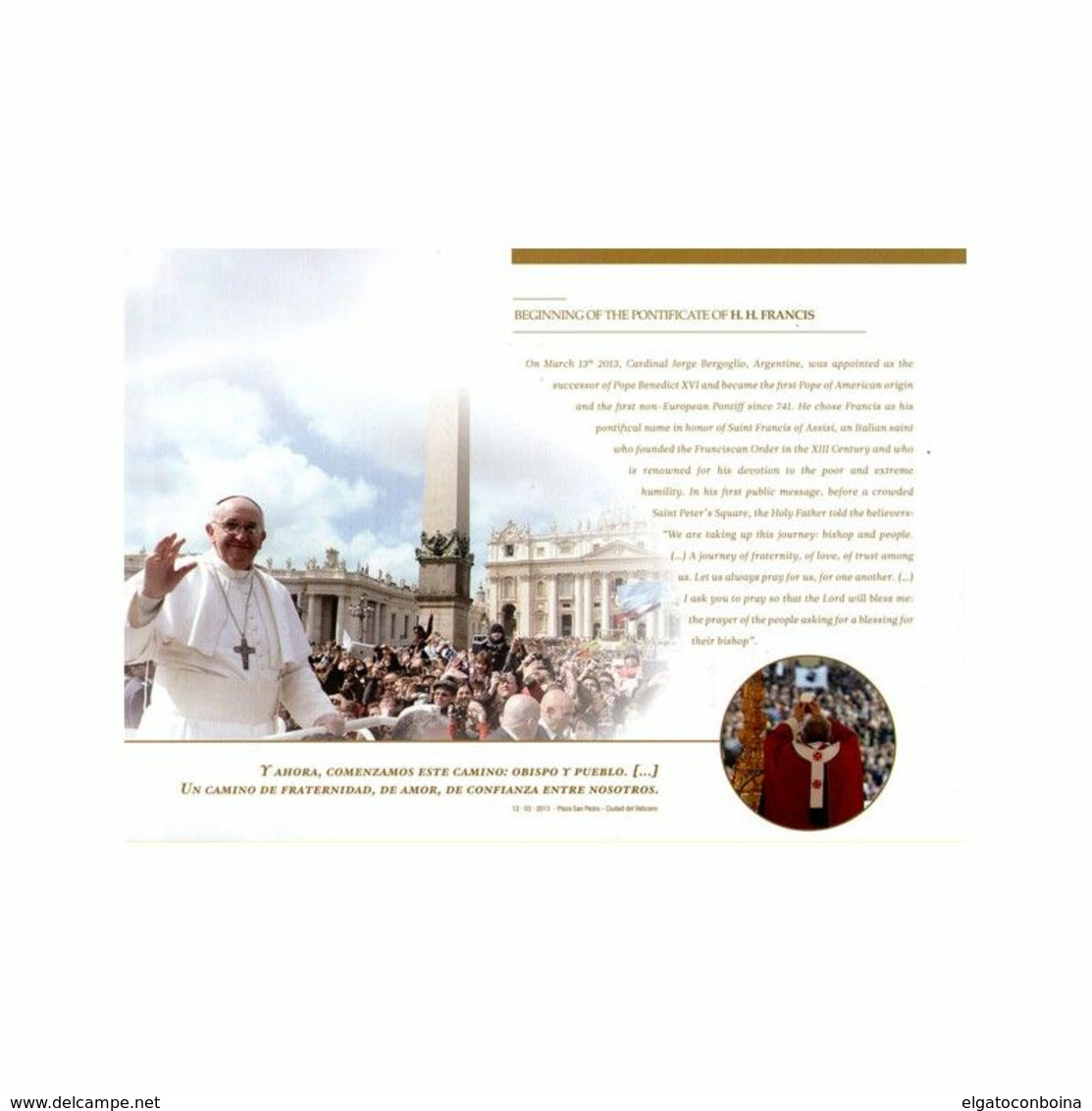 ARGENTINA 2013 POPE FRANCISCO JOINT ISSUE WITH ITALIA AND VATICAN CITY 8 VALUES FIRST DAY OF ISSUE CANCEL - Unused Stamps