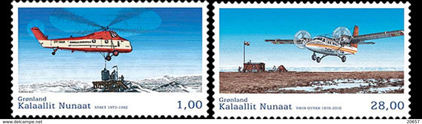 Danmark Gronland 0627/28 Avion, Hélicoptère - Stations Scientifiques & Stations Dérivantes Arctiques