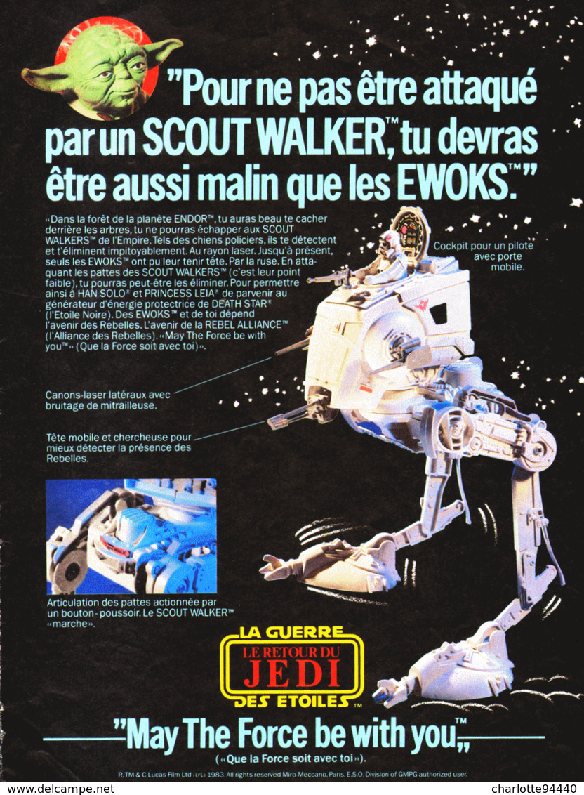 PUB  SCOUT WALKER " LA GUERRE DES ETOILES " " LE RETOUR Du JEIDI " 1983 - Autres & Non Classés