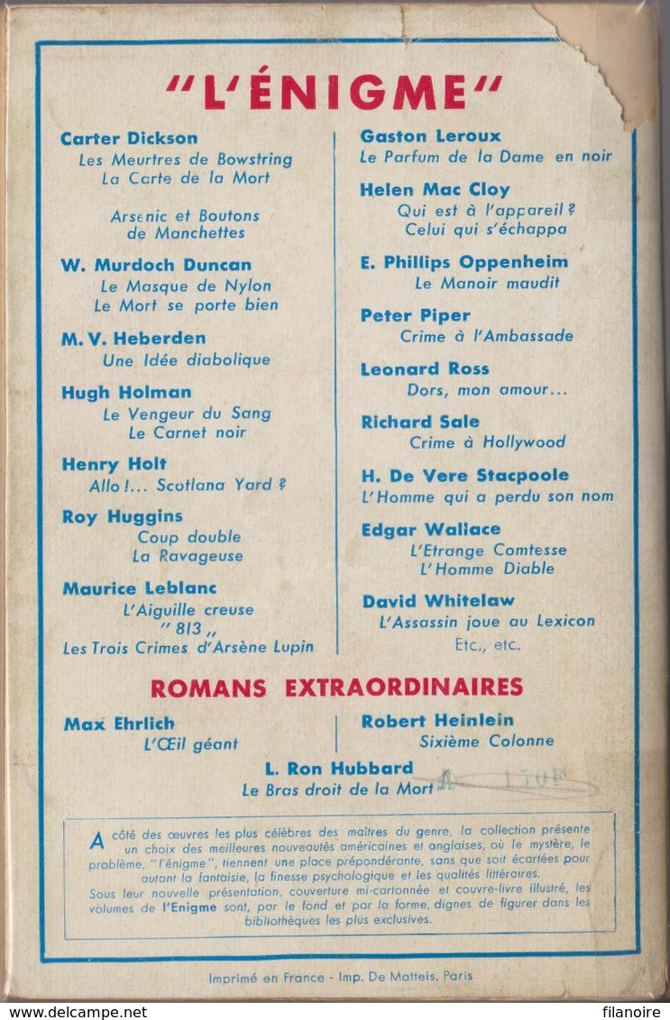 Marcel PIERRE Enquête à Medrano L’Énigme Hachette (1952, Jaquette) - Hachette - Point D'Interrogation