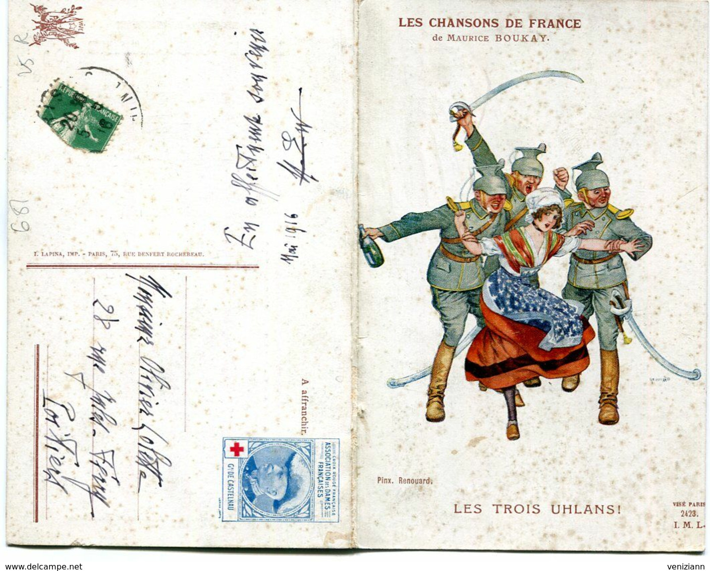 Carte Double - LES CHANSONS DE FRANCE - Les Trois Uhlans ! - War 1914-18