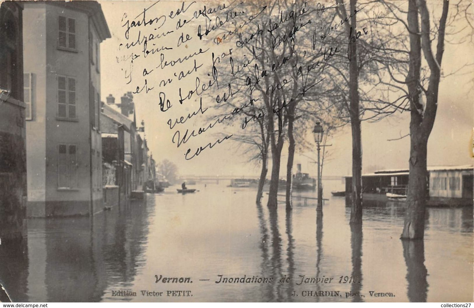 27-VERNON-CARTE-PHOTO- INONDATION DE JANVIER 1910 - Vernon