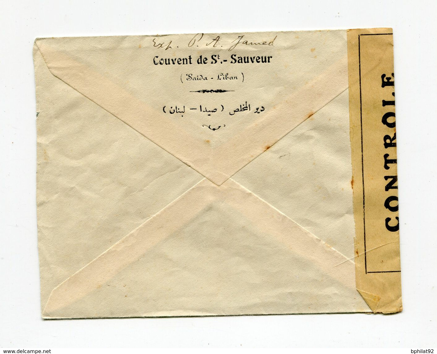 !!! LIBAN, LETTRE DE SAIDA POUR BEYROUTH DE 1942 AVEC CENSURE FRANCE LIBRE - Cartas & Documentos