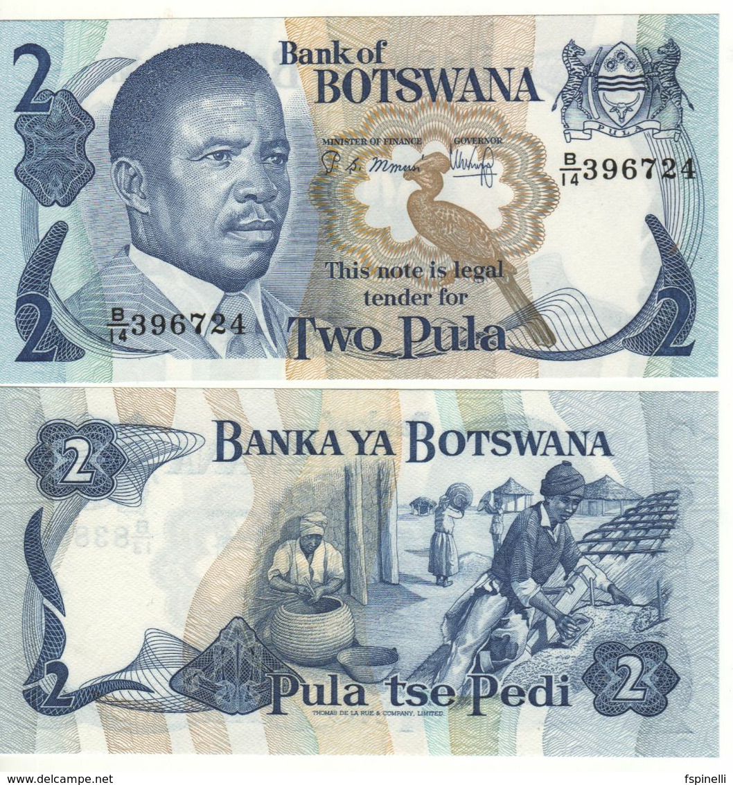 BOTSWANA   2  Pula    P7b  President Sir Ketumile  Masire -  Local Villagers At Back   (ND 1982 )  UNC - Botswana