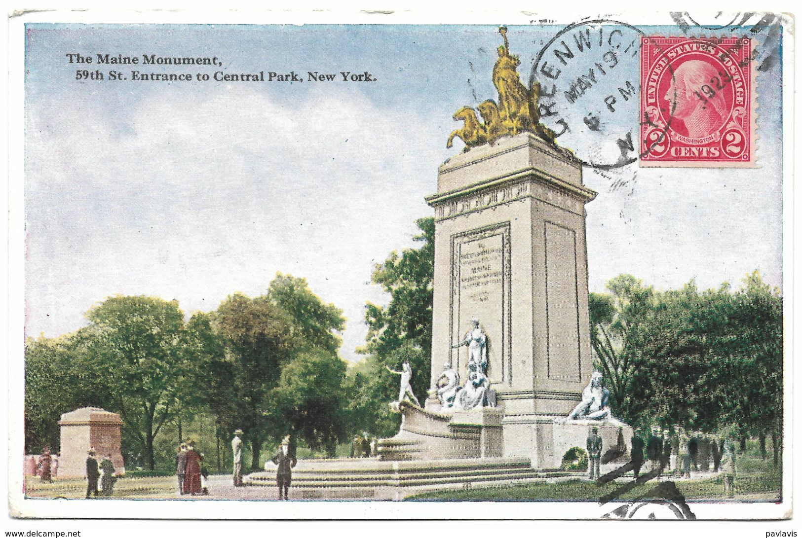 USA – The Maine Monument – 59th St. Entrance To Central Park – New York – A Stamp 2 Cents – Year 1923 - Parchi & Giardini