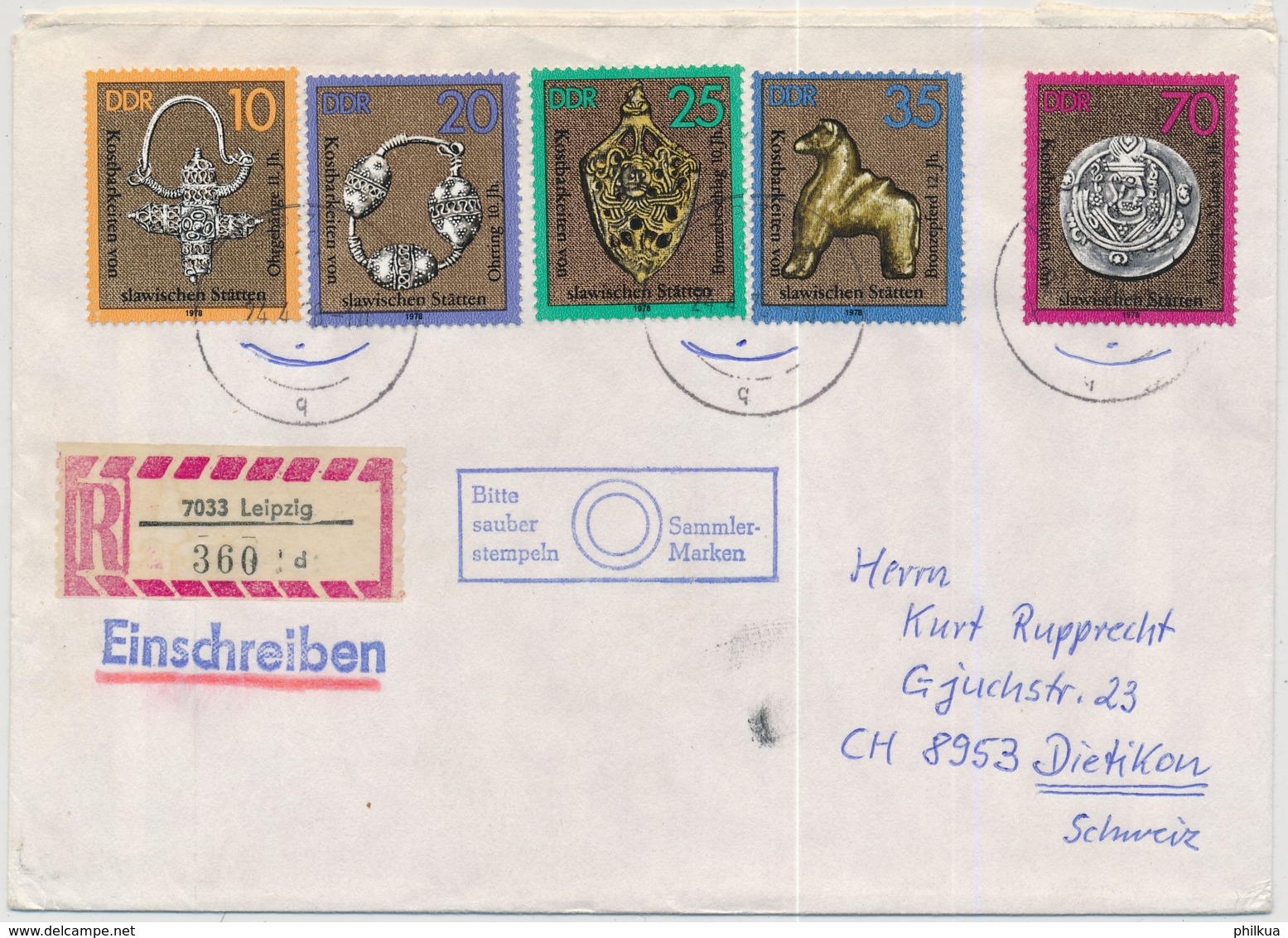 DDR 2303-2307 Satz Auf Eischreibebrief Gelaufen Ab Leipzig In Die Schweiz - Covers & Documents