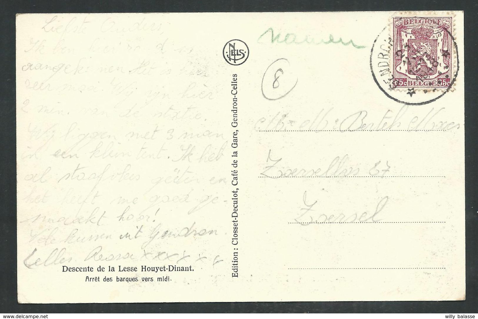 +++ CPA - GENDRON - CELLES - Café De La Gare - Nels - Cachet Relais   // - Celles