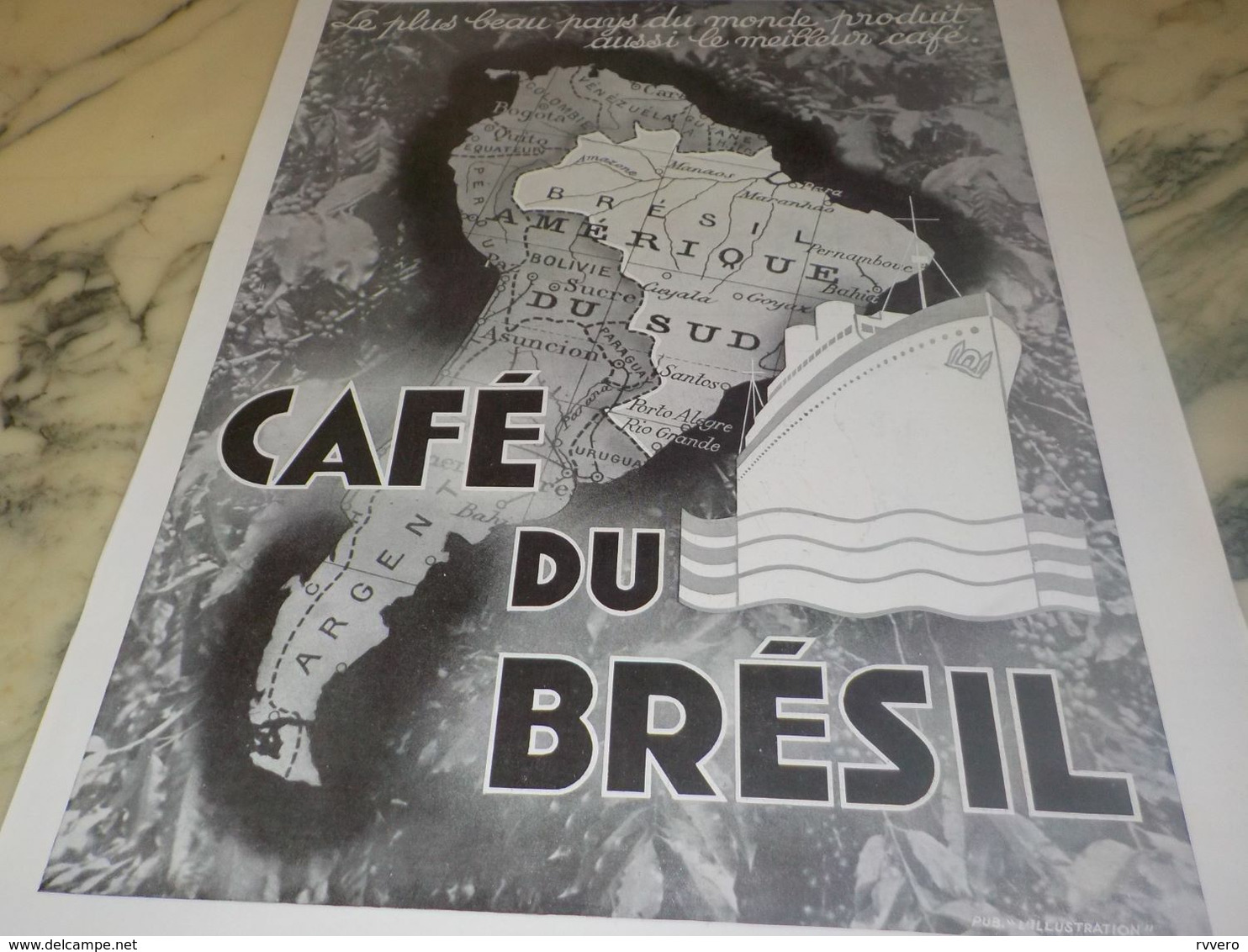 ANCIENNE PUBLICITE LE PLUS BEAU PAYS  CAFE DU BRESIL 1934 - Afiches